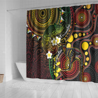 Vanuatu And Australia Aboriginal Shower Curtain Iguana And Kangaroo Together