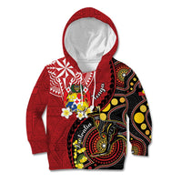 Tonga Ngatu And Australia Aboriginal Kid Hoodie Tongan Dove And Kangaroo Together