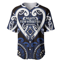 Custom Aotearoa Ngati Tuwharetoa Baseball Jersey Maori Tribal Pattern LT05 Navy - Polynesian Pride