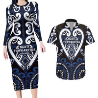 Custom Aotearoa Ngati Tuwharetoa Couples Matching Long Sleeve Bodycon Dress and Hawaiian Shirt Maori Tribal Pattern