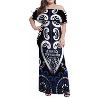 Custom Aotearoa Ngati Tuwharetoa Family Matching Off Shoulder Maxi Dress and Hawaiian Shirt Maori Tribal Pattern