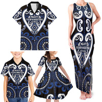 Custom Aotearoa Ngati Tuwharetoa Family Matching Tank Maxi Dress and Hawaiian Shirt Maori Tribal Pattern