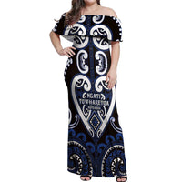 Custom Aotearoa Ngati Tuwharetoa Off Shoulder Maxi Dress Maori Tribal Pattern