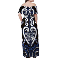 Custom Aotearoa Ngati Tuwharetoa Off Shoulder Maxi Dress Maori Tribal Pattern