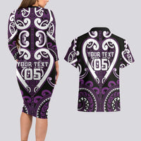 Custom Aotearoa Rangitane Couples Matching Long Sleeve Bodycon Dress and Hawaiian Shirt Maori Tribal Pattern