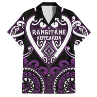 Custom Aotearoa Rangitane Family Matching Off The Shoulder Long Sleeve Dress and Hawaiian Shirt Maori Tribal Pattern