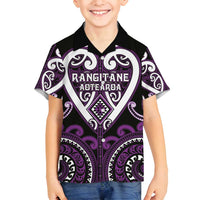 Custom Aotearoa Rangitane Family Matching Off Shoulder Short Dress and Hawaiian Shirt Maori Tribal Pattern
