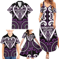 Custom Aotearoa Rangitane Family Matching Summer Maxi Dress and Hawaiian Shirt Maori Tribal Pattern