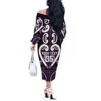 Custom Aotearoa Rangitane Off The Shoulder Long Sleeve Dress Maori Tribal Pattern LT05 - Polynesian Pride