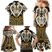 Custom Aotearoa Taranaki Family Matching Mermaid Dress and Hawaiian Shirt Maori Tribal Pattern
