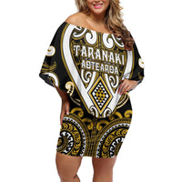 Custom Aotearoa Taranaki Family Matching Off Shoulder Short Dress and Hawaiian Shirt Maori Tribal Pattern