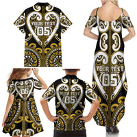 Custom Aotearoa Taranaki Family Matching Summer Maxi Dress and Hawaiian Shirt Maori Tribal Pattern