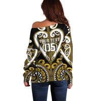 Custom Aotearoa Taranaki Off Shoulder Sweater Maori Tribal Pattern LT05 - Polynesian Pride