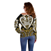 Custom Aotearoa Taranaki Off Shoulder Sweater Maori Tribal Pattern LT05 - Polynesian Pride