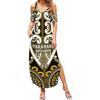 Custom Aotearoa Taranaki Summer Maxi Dress Maori Tribal Pattern LT05 Women Yellow - Polynesian Pride