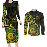 Personalised Fiji Lovoni Day Couples Matching Long Sleeve Bodycon Dress and Long Sleeve Button Shirt 154th Years