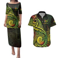 Personalised Fiji Lovoni Day Couples Matching Puletasi and Hawaiian Shirt 154th Years