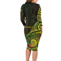 Personalised Fiji Lovoni Day Family Matching Long Sleeve Bodycon Dress and Hawaiian Shirt 154th Years