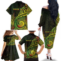 Personalised Fiji Lovoni Day Family Matching Off The Shoulder Long Sleeve Dress and Hawaiian Shirt 154th Years