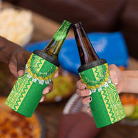 Fiji Lovoni 4 in 1 Can Cooler Tumbler Fijian Tapa Salusalu Green Glitter LT05 - Polynesian Pride