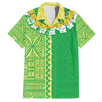 Fiji Lovoni Family Matching Tank Maxi Dress and Hawaiian Shirt Fijian Tapa Salusalu Green Glitter