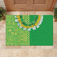 Fiji Lovoni Rubber Doormat Fijian Tapa Salusalu Green Glitter