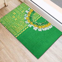 Fiji Lovoni Rubber Doormat Fijian Tapa Salusalu Green Glitter
