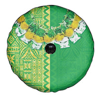 Fiji Lovoni Spare Tire Cover Fijian Tapa Salusalu Green Glitter