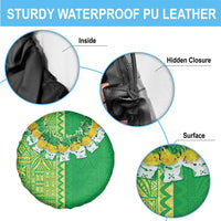 Fiji Lovoni Spare Tire Cover Fijian Tapa Salusalu Green Glitter