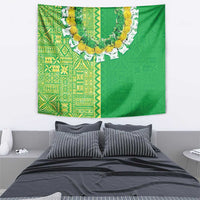 Fiji Lovoni Tapestry Fijian Tapa Salusalu Green Glitter