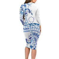 Pohnpei Liberation Day Family Matching Long Sleeve Bodycon Dress and Hawaiian Shirt Polynesian Floral Tattoo - Polynesian Pride