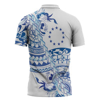 Pohnpei Liberation Day Zipper Polo Shirt Polynesian Floral Tattoo - Polynesian Pride