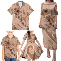 Hawaii Brown Hibiscus Pikake Lei Family Matching Puletasi and Hawaiian Shirt - Polynesian Pride