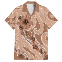 Hawaii Brown Hibiscus Pikake Lei Family Matching Summer Maxi Dress and Hawaiian Shirt - Polynesian Pride