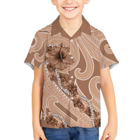 Hawaii Brown Hibiscus Pikake Lei Hawaiian Shirt - Polynesian Pride