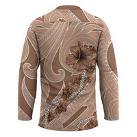 Hawaii Brown Hibiscus Pikake Lei Hockey Jersey LT05 - Polynesian Pride