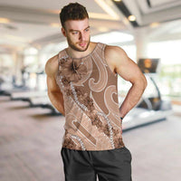 Hawaii Brown Hibiscus Pikake Lei Men Tank Top LT05 Brown - Polynesian Pride