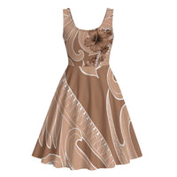 Hawaii Brown Hibiscus Pikake Lei Midi Dress - Polynesian Pride