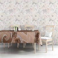 Hawaii Brown Hibiscus Pikake Lei Tablecloth - Polynesian Pride