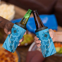 Hawaii Blue Hibiscus Pikake Lei 4 in 1 Can Cooler Tumbler - Polynesian Pride