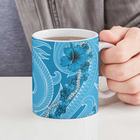 Hawaii Blue Hibiscus Pikake Lei Ceramic Mug - Polynesian Pride