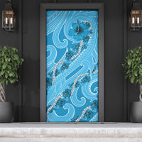 Hawaii Blue Hibiscus Pikake Lei Door Cover - Polynesian Pride