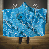 Hawaii Blue Hibiscus Pikake Lei Hooded Blanket LT05 - Polynesian Pride