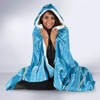 Hawaii Blue Hibiscus Pikake Lei Hooded Blanket LT05 - Polynesian Pride
