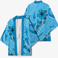 Hawaii Blue Hibiscus Pikake Lei Kimono - Polynesian Pride