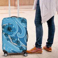 Hawaii Blue Hibiscus Pikake Lei Luggage Cover - Polynesian Pride