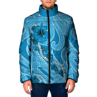 Hawaii Blue Hibiscus Pikake Lei Padded Jacket - Polynesian Pride
