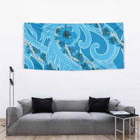 Hawaii Blue Hibiscus Pikake Lei Tapestry - Polynesian Pride