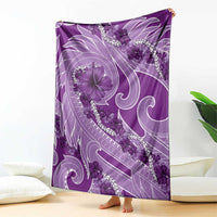 Hawaii Violet Hibiscus Pikake Lei Blanket - Polynesian Pride