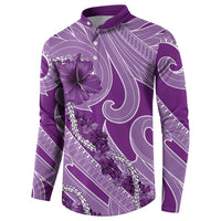 Hawaii Violet Hibiscus Pikake Lei Button Sweatshirt - Polynesian Pride